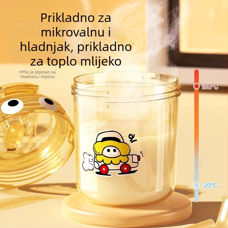 PPSU dječja čašica za mlijeko, crtani stil, čaša za izravno pijenje sa slamkom, za djecu 1–3 godine i više, otporna na padove, Youkebei