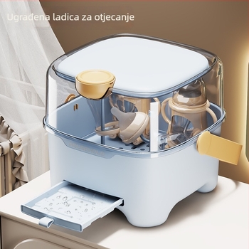 Kutija za pohranu bočica za bebe s odvodom i zaštitom od prašine, stalak za sušenje dječjih posuđa i hrane, ormar za pohranu