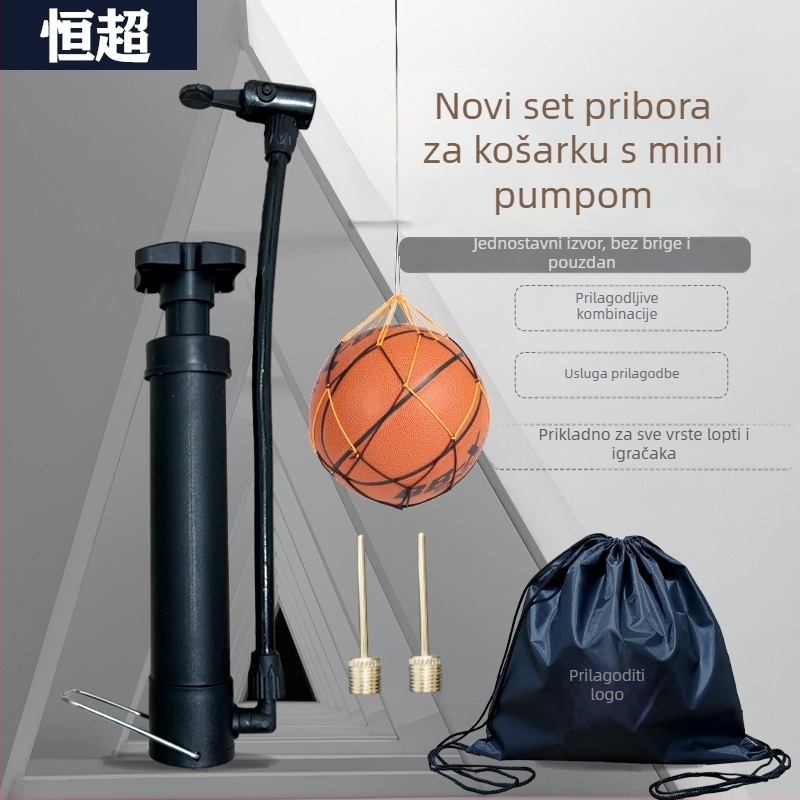 Hengchao Mini pedalama pumpa – Prijenosna visokotlačna pumpa za lopte (košarka, nogomet i odbojka), plastično tijelo