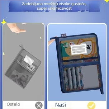 A4 povećani retro L-fascikl s mrežastim materijalom, razvrstavanje po predmetima, velika kapaciteta za knjige i ispite
