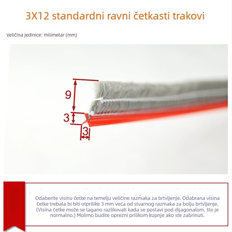 Brtvilo za vrata i prozore, aluminijska legura, model YL-MTPT, otporno na habanje i starenje, brtvljenje i zvučna izolacija