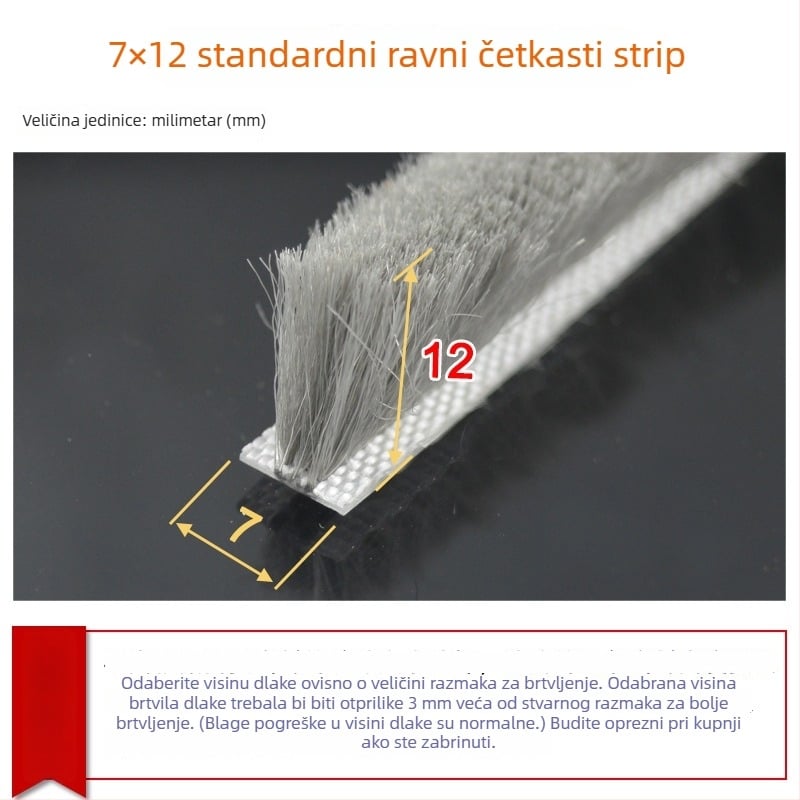 Brtvilo za vrata i prozore, aluminijska legura, model YL-MTPT, otporno na habanje i starenje, brtvljenje i zvučna izolacija