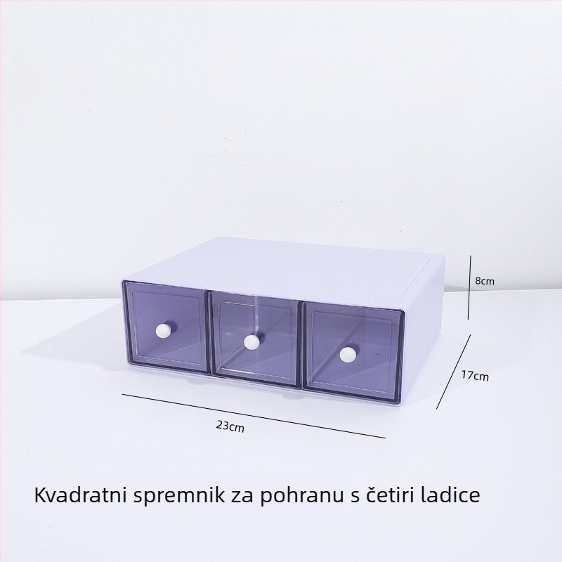 Stolna kutija za pohranu sa slagivim ladicama, višestruki odjeljci za kozmetiku i nakit, ABS+PS plastika, kapacitet 2L