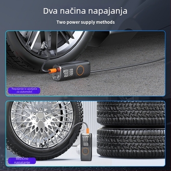 12V pumpa za do pneumatika za automobile, motocikle i EV — 100W, 30L/min, 3 m kabel, dvostruko napajanje (auto/dom)