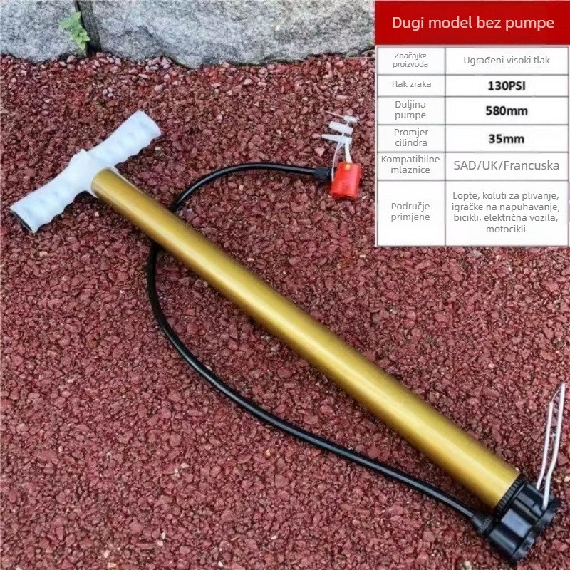 Ručna duga pumpa za bicikle i električna vozila; metalno tijelo; dužina 58 cm; težina 0,3 kg