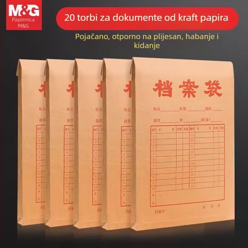 Dokument torba od kraft papira s užetnom ručkom, 180 g, debela
