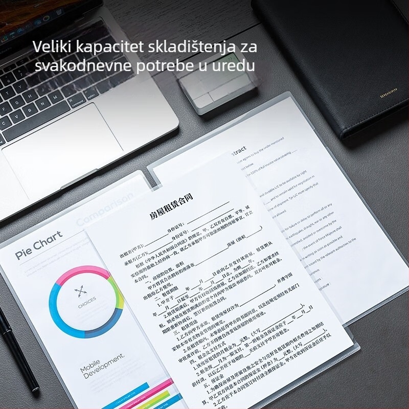 Prozirna PP torbica za dokumente, L-oblik skladišni džep, marka Deli, model 5706, debljina 0,18 mm