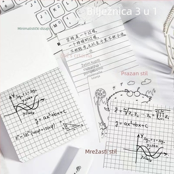 Korejski stil troj-in-1 blok bilježnica s ljepjivim papirom, kreativne bilješke za učenike, odvojivi listići, super debeli u obliku cigle