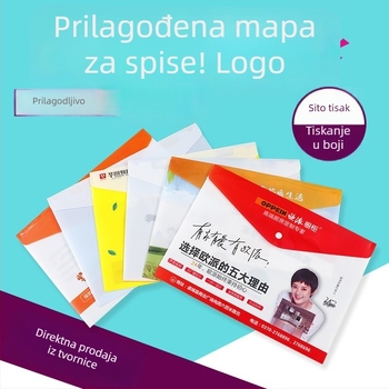Prozirna dokument torba sa zatvaranjem kopčom, PP materijal, debljina 0,18 mm, ispis logotipa, prilagodljivo