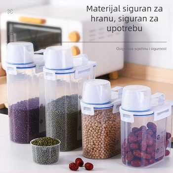 Plastična posuda za rižu u japanskom stilu s mjericom, zatvorena, otporna na vlagu i insekte, kuhinjska posuda za skladištenje žitarica