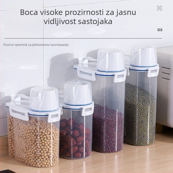 Plastična posuda za rižu u japanskom stilu s mjericom, zatvorena, otporna na vlagu i insekte, kuhinjska posuda za skladištenje žitarica