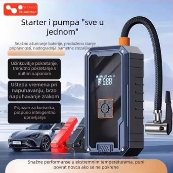 Automobilski nužni starter s digitalnim zaslonom, 12V litijska baterija, pumpa za gume i USB punjenje
