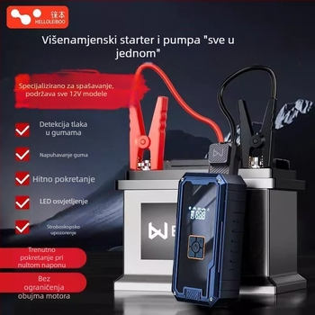 Automobilski nužni starter s digitalnim zaslonom, 12V litijska baterija, pumpa za gume i USB punjenje