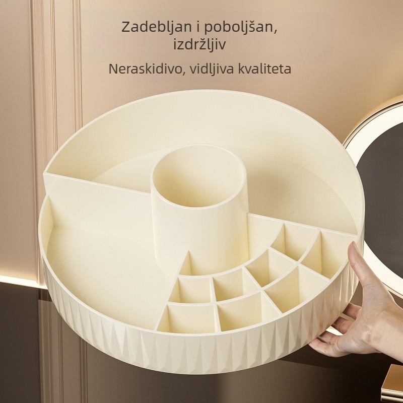 Rotirajući organizator kozmetike, stolni spremnik za šminku, njegu kože i četkice