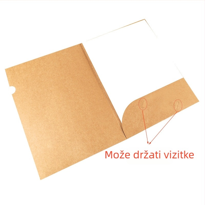 Kraft papir L-oblik folder sa zaštitnim džepom i klasifikacijskim organizatorom