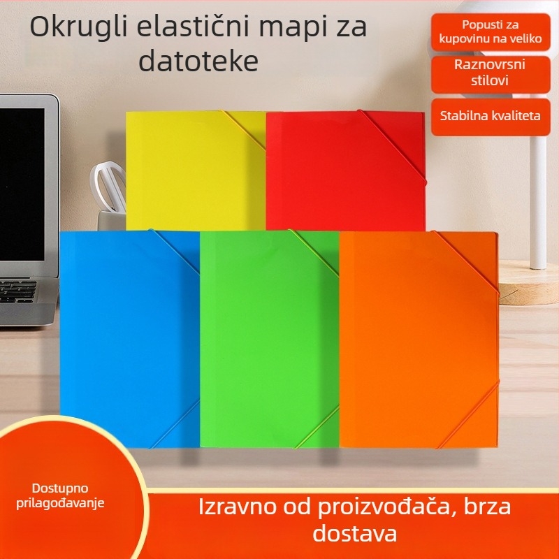 Folder za dokumente s kružnim elastičnim užetom, papir, format A4, moguć ispis logotipa