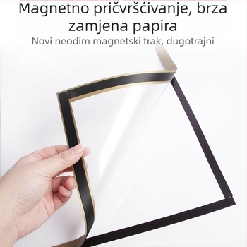 Magnetski zidni okvir za dokumente, proziran prikaz dokumenta, plastična konstrukcija, model 1546298, podesiva veličina ugradnje, debljina ploče opcionalna