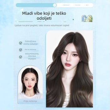 Perika s dugim kovrčama i frizurom osam znakova, sintetička svila, korejski stil, poluautomatizirana obrada