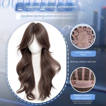 Perika s dugim kovrčama i frizurom osam znakova, sintetička svila, korejski stil, poluautomatizirana obrada