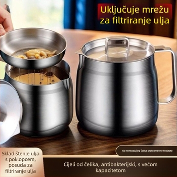 Nehrđajući čelični lonac za ulje s funkcijom raspršivanja i filtrom za ostatke ulja — prehrambeni spremnik