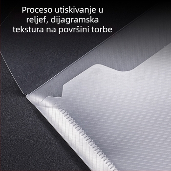 Deli prozirna dokument torba sa zatvaranjem kopčom, ojačana, vodootporna, PP materijal