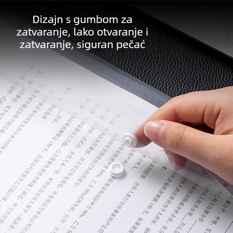 Deli prozirna dokument torba sa zatvaranjem kopčom, ojačana, vodootporna, PP materijal