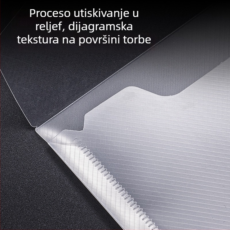 Deli prozirna dokument torba sa zatvaranjem kopčom, ojačana, vodootporna, PP materijal
