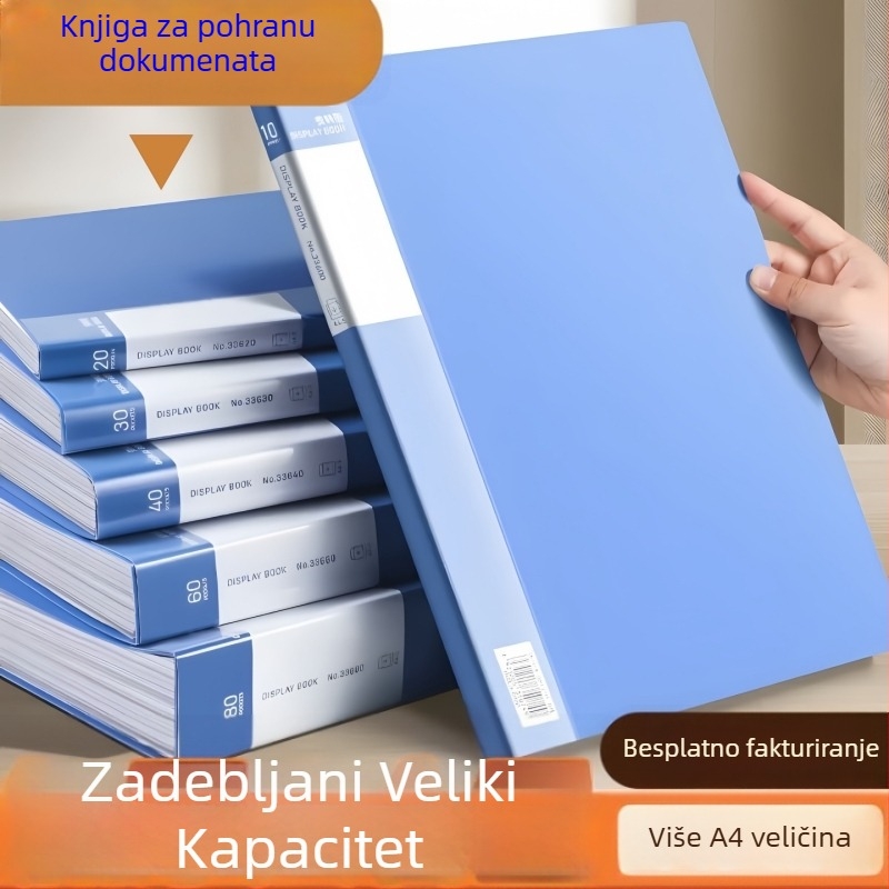Fascikl za dokumente A4 s velikim kapacitetom, višeslojno pohranjivanje i prozirni džepovi za listove