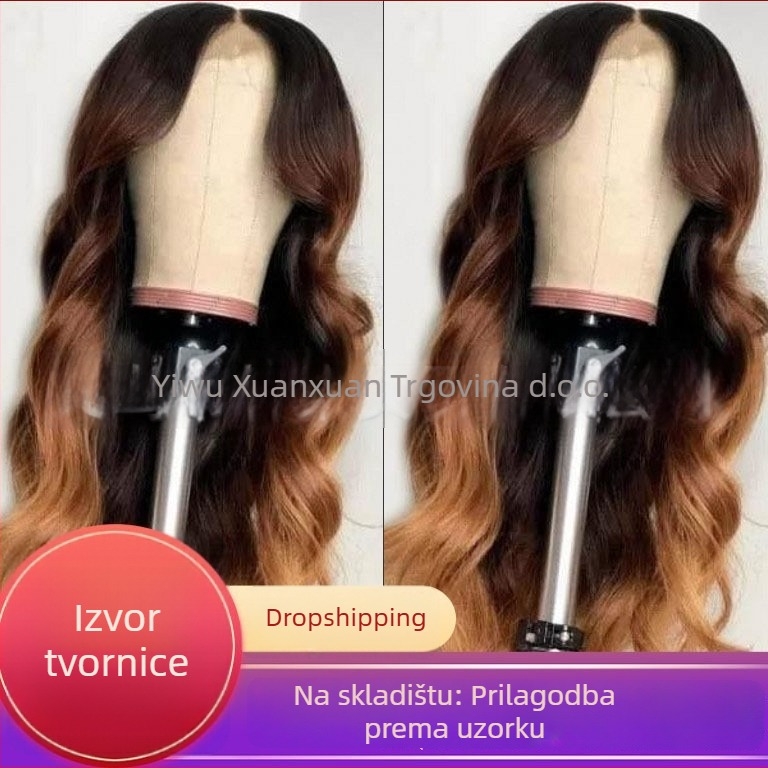 Perika s dugom kovrčavom kosom i bočnim pramenom, visokotemperaturno vlakno, realističan izgled, model A062