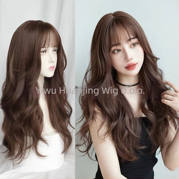 Duga kovrčava perika s prozračnim šiškama, otporan na toplinu, korejski stil, model Air Long Curly Hair