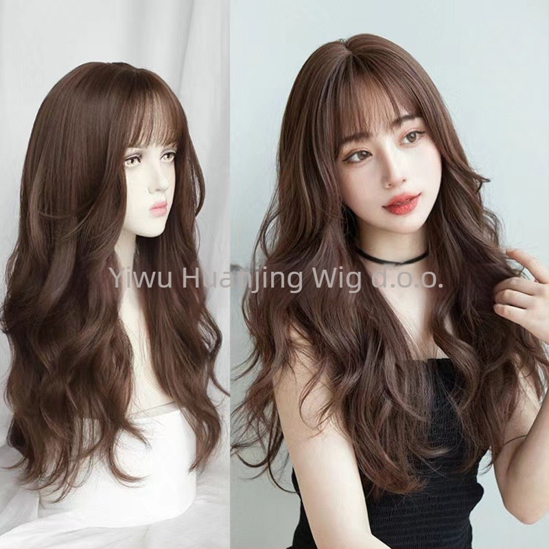 Duga kovrčava perika s prozračnim šiškama, otporan na toplinu, korejski stil, model Air Long Curly Hair