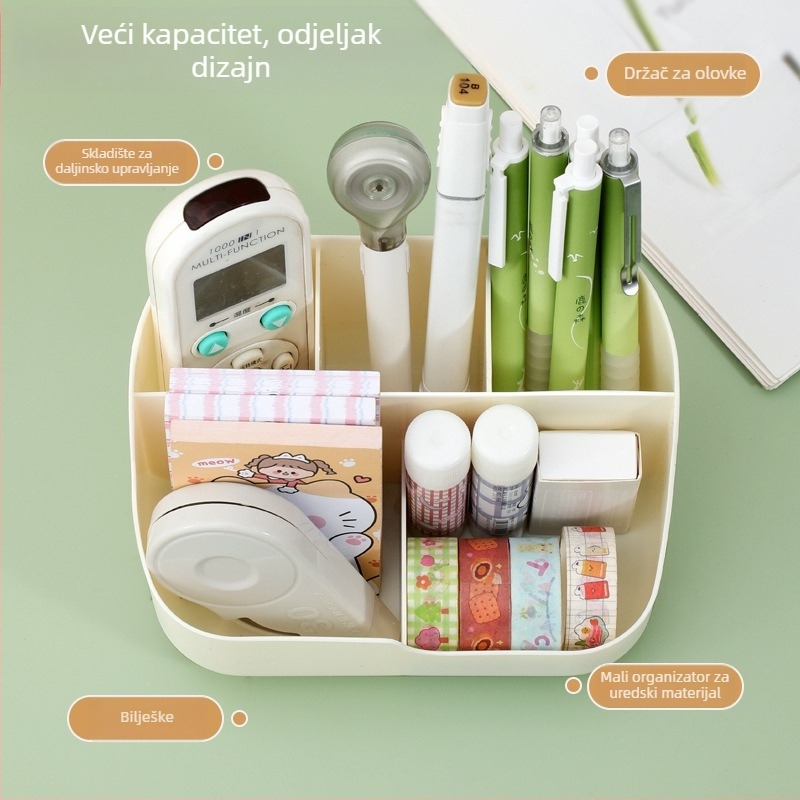 Pet-komorni PP plastični stolni organizator za pohranu, kapaciteta 1 L, bez poklopca, multifunkcionalan organizator za školske potrepštine i kozmetiku