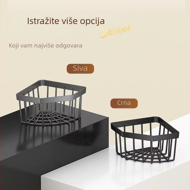 Zidni organizator za sudoper s trokutastim odvodnim košem, plastični; bez instalacije; moderan jednostavan dizajn