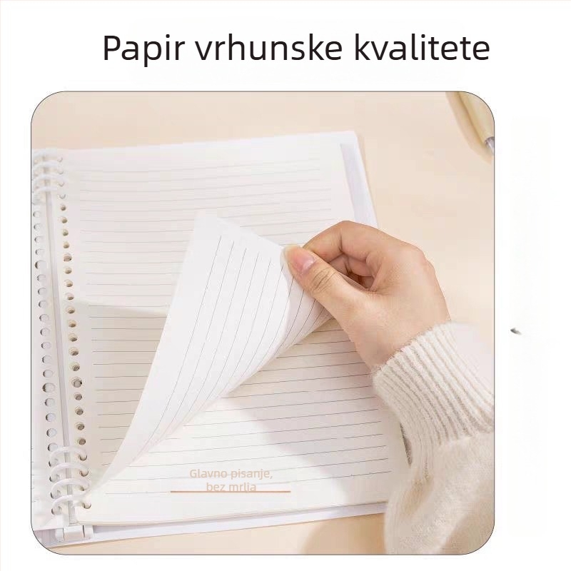 Bilježnica s odvojivim povezom, PVC kućište, papir od drvnog pulpa 100 g/m², 50–100 stranica, japansko-korejski stil, dijamantni uzorak