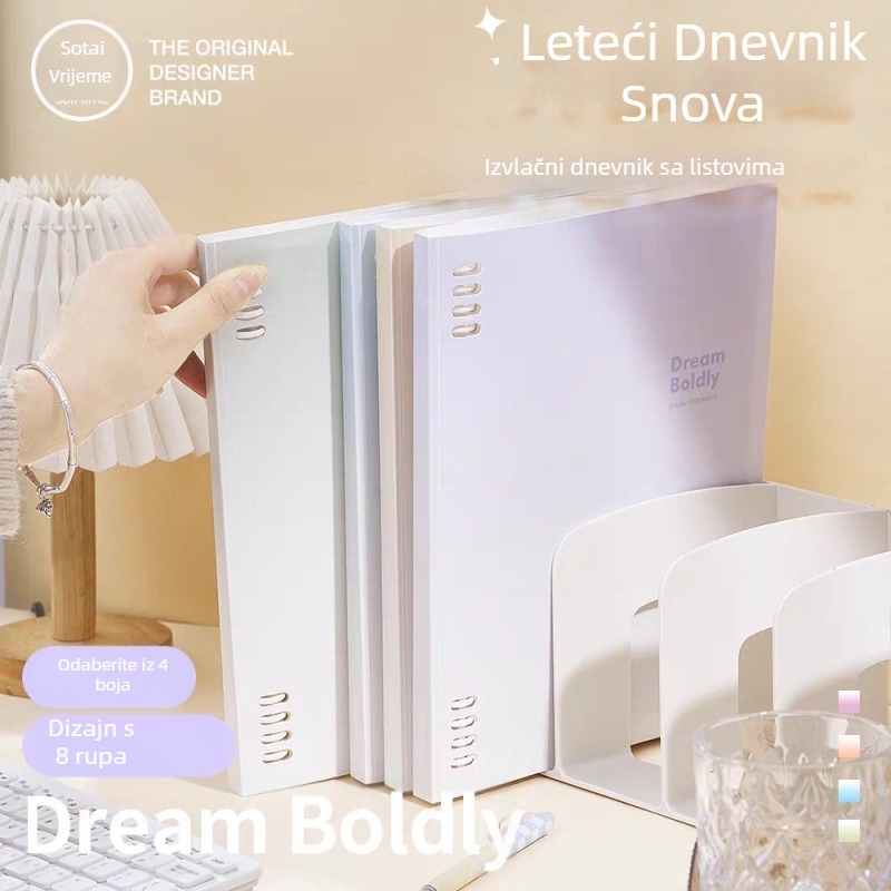 Bilježnica s odvojivim povezom, PVC kućište, papir od drvnog pulpa 100 g/m², 50–100 stranica, japansko-korejski stil, dijamantni uzorak