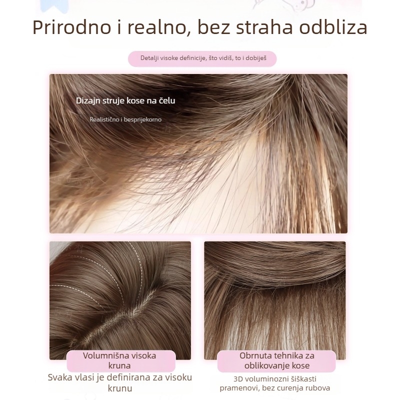 Paruka za žene, realistična puna perika s dugim kovrčavim kosom i dugim šiškama, korejski stil, otporna na toplinu sintetička vlakna, svakodnevni prirodni izgled