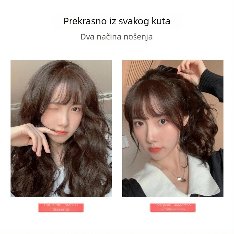 Gornji dio perike za pokrivanje bijelih vlasi, prava ljudska kosa, kovrčava, veliki valovi, prirodan volumen