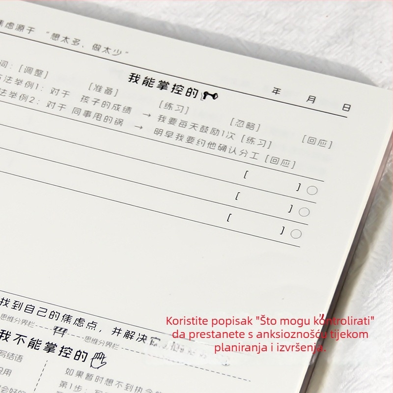 Bilježnica stoičke filozofije — praksa i osobni razvoj; japanski/korejski kawaii stil, PP omot, labavo spojeni listovi, Dowling papir 120 g, 50–100 stranica