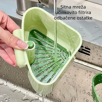 Trostruka usisna košara za odvod s filtrom za odvajanjem, kuhinjski ostaci hrane, zidni držač, model s četiri strane kopče