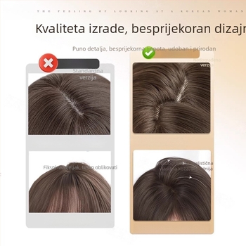 Perika za cijelu glavu s dugom kovrčavom kosom, prirodan izgled, vlakna visokotemperaturne svile, srednji dio