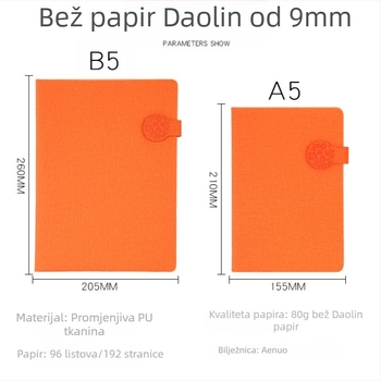 Aenuo bilježnica s PU koricom, ljepilo spajanje, Daolin papir, 100 g/m², 100 stranica