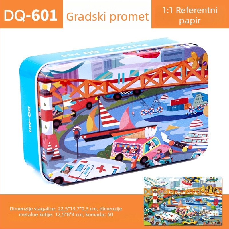 Drveni ravni slagalica za djecu 4–6 godina, 60 komada, blister pakiranje