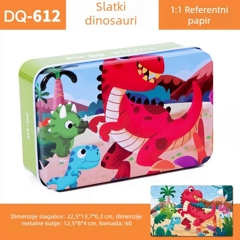 Drveni ravni slagalica za djecu 4–6 godina, 60 komada, blister pakiranje