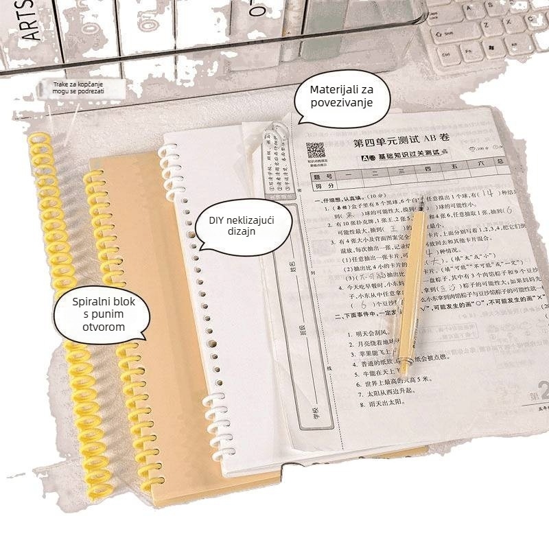 Bilježnica s odvojivim listovima i vezom tipa binder, minimalistički stil, više od 400 stranica, papir: sirovina drvne celuloze