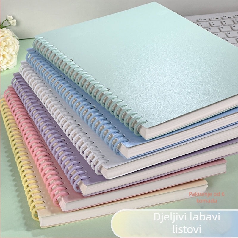 Bilježnica s odvojivim listovima i vezom tipa binder, minimalistički stil, više od 400 stranica, papir: sirovina drvne celuloze