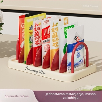Plastični kuhinjski stalak za začine s odvodnom tacom — višestruki, pomični, bez ugradnje