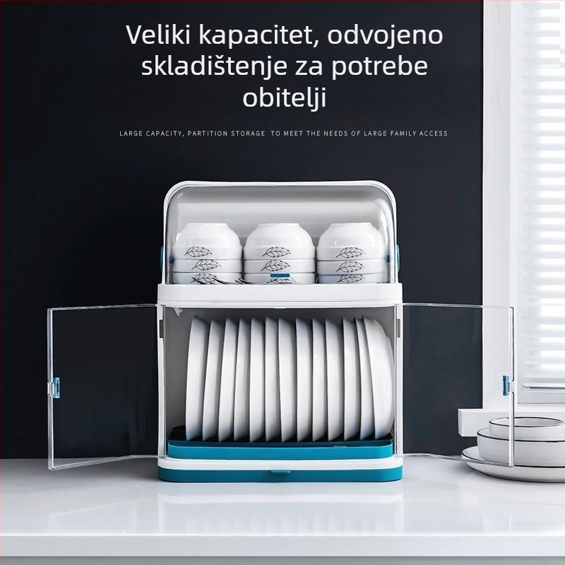 Maikeju plastični odvodni stalak za zdjele sa poklopcem — kuhinjski organizator za zdjele i pribor, novi kineski stil
