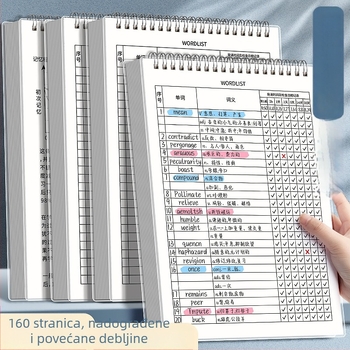Kaba Bear Zapisnik za engleski vokabular, s PP koricom, svezivanje s labavim listovima, papir od drvne pulpe, 80 g/m², 100 stranica