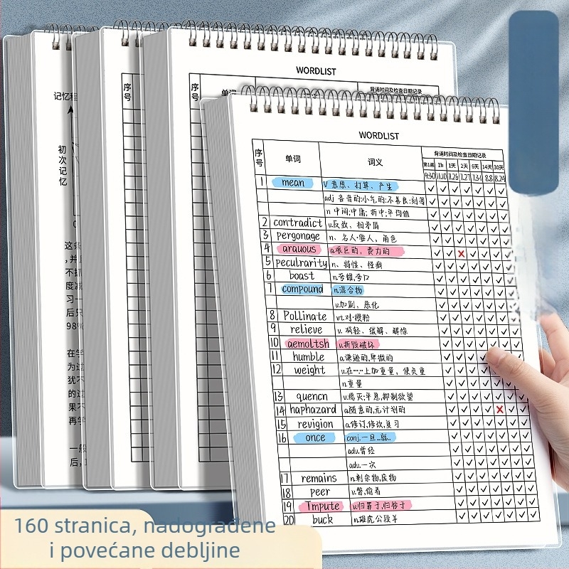 Kaba Bear Zapisnik za engleski vokabular, s PP koricom, svezivanje s labavim listovima, papir od drvne pulpe, 80 g/m², 100 stranica