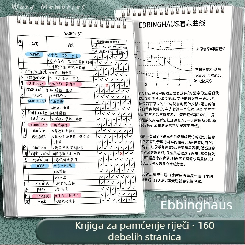 Kaba Bear Zapisnik za engleski vokabular, s PP koricom, svezivanje s labavim listovima, papir od drvne pulpe, 80 g/m², 100 stranica